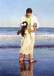 Daddy's Little Girl - father and daughter on the beach by Jean Monti