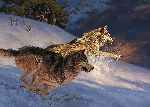 Bustin' Through - Wolves by wildlife artist Greg Beecham