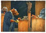 badgering the witness... - animal courtroom by humorist Will Bullas