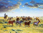 The Horse Wrangler Gathered the Morn by western artist Bob Coronato
