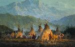 Crow Camp 1864 by western artist Howard Terpning