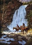 Crossing Below the Falls by Howard Terpning