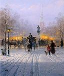 Winter Evening in Old Boston by G. Harvey