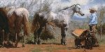 Sweet Nothins' - Cowboy and his Horse by western artist Bruce Greene