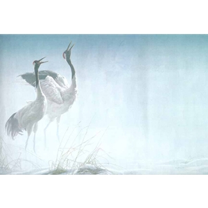 Cries of Courtship - Red-crowned Cranes by Robert Bateman