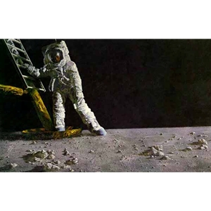 The Great Moment - Man walking on moon by Paul Calle