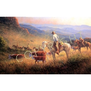 End of a Long Day - cattle drive by cowboy artist Jack Terry