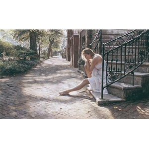 One Step at a Time - pensive woman by artist Steve Hanks