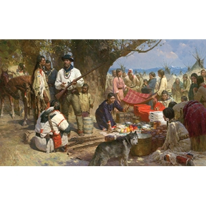 Trading with the Blackfeet - Montana Territory, 1860 by artist Zhou S. Liang