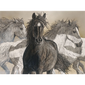 Flight - wild horses by western artist Judy Larson