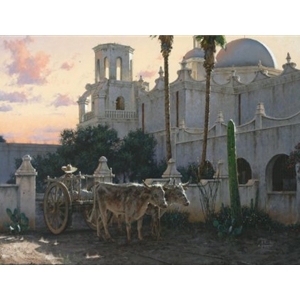 La Paloma Blanca (Mission San Xavier del Bac near Tuscon) by western artist George Hallmark