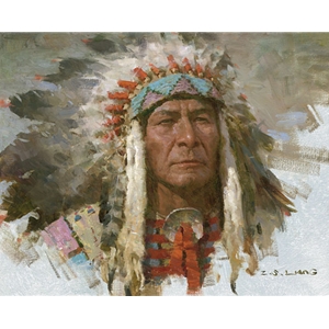 Leader of the Tribe - portrait of Indian chief by artist Z.S. Liang