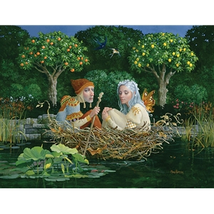 The Nest - newlyweds on the river of life by artist James Christensen