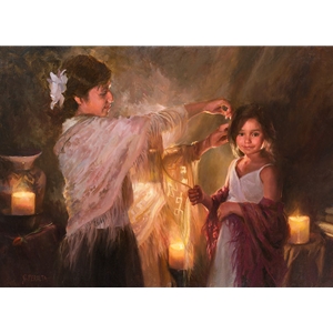 Evening Glow - mother and daughter by JoAnn Peralta