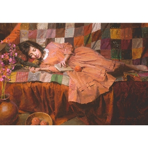 ~ Patchwork Dreams - girl aleep on couch by Morgan Weistling