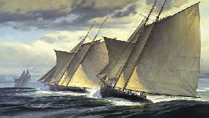 End of Day One - The Great Transatlantic Race - 1866 by Don Demers