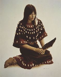 Sioux Indian with Eagle Feather by James Bama