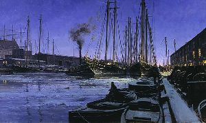 Winter Dawn at Boston Tea Wharf by Christopher Blossom