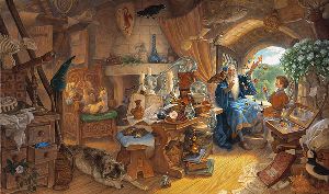 Merlin and Arthur by fantasy artist Scott Gustafson