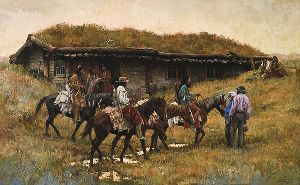 Trading Post at Chadron Creek by western artist Howard Terpning