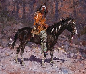 Horse Feathers by western artist Howard Terpning