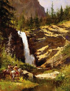Running Eagle Falls by western artist Howard Terpning