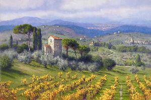 Above Florence by wine country artist June Carey