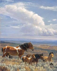The Whispering Wind - Wild Horses by equine artist Nancy Glazier