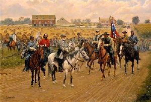 Lee Deliberates Heth's Advance - Gettysburg by military artist Bradley Schmehl
