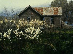 Wild Plum - Old farmhouse by landscape artist George Hallmark