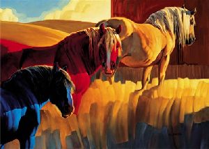 Primary Colors - Horses by western artist Nancy Glazier
