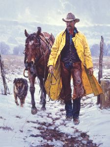 Callin' It a Day - cowboy with his horse and dog by Martin Grelle